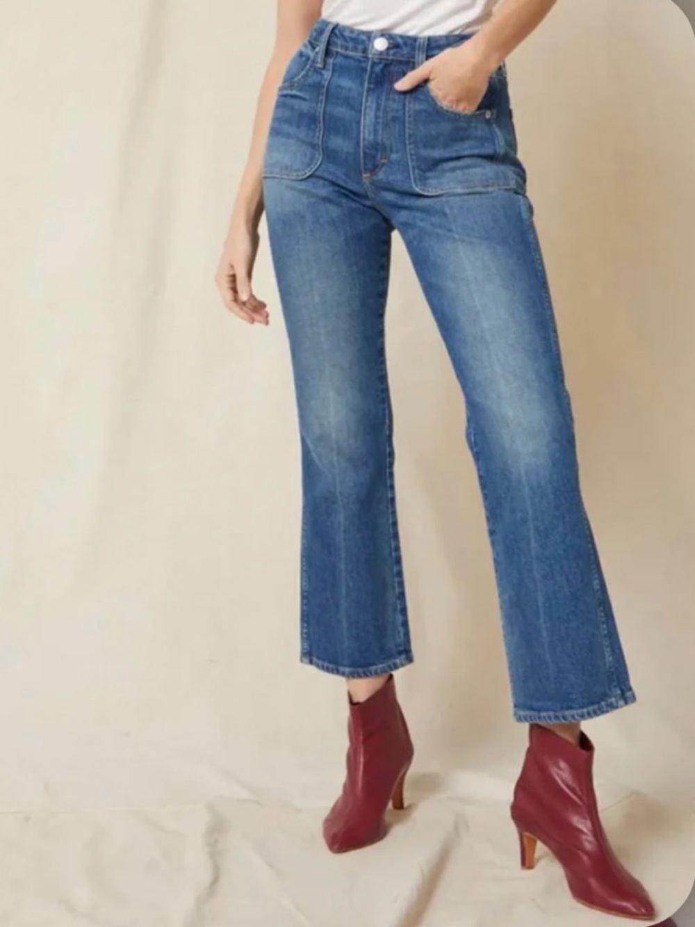 AMO Abigail Jeans In Peaceful Size 28 High Rise Cropped Flared Hem